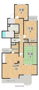 高の原アーバンコンフォートH棟【2階】の間取り