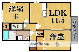 パルコートサンA棟【2階】の間取り