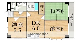 グレースコーポ東生駒【3階】の間取り