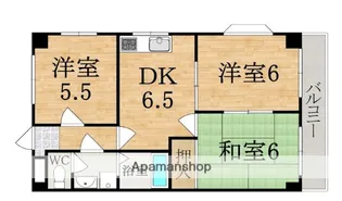 グレースコーポ東生駒【3階】の間取り