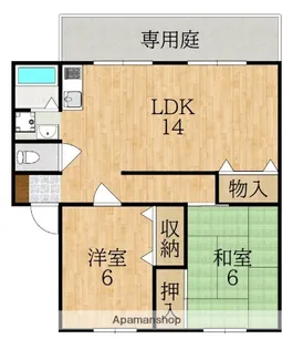 グリーンハイツB【1階】の間取り