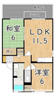 セジュールS B棟【1階】の間取り