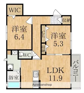 奈良県天理市二階堂上ノ庄町【アパート】の間取り