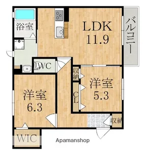 奈良県天理市二階堂上ノ庄町【アパート】の間取り