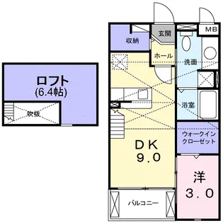 レインボーヴィレッジ【202号室】の間取り