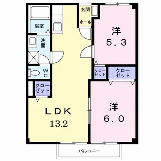 グリーンガーデンB【1階】の間取り