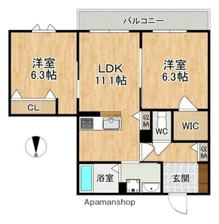 ウエストメゾン西木辻【3階】の間取り