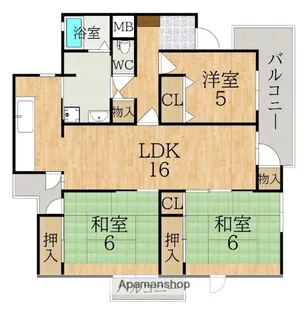 ハウスあやめ池【3階】の間取り