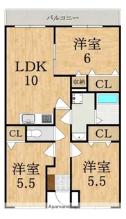 クール ヴェルビュ【1階】の間取り