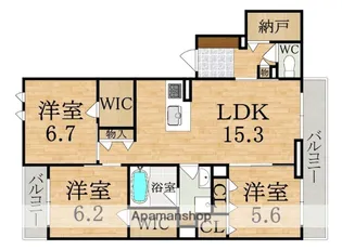 シャーメゾンオアシス【3階】の間取り