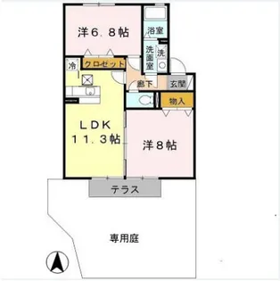 カリーノ D棟【102号室】の間取り