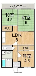 法隆寺マンションI【4階】の間取り
