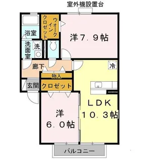 カリーノ B棟【202号室】の間取り