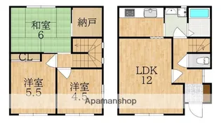 奈良県奈良市学園緑ヶ丘1丁目【テラスハウス】の間取り