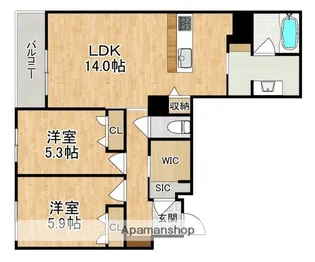 グランシャーメゾン新大宮【1階】の間取り