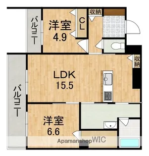 ジェイエイチエスプレミア西大寺【3階】の間取り