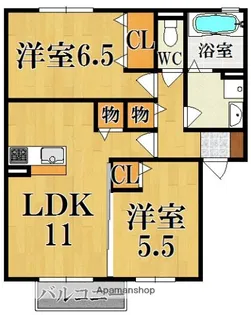 ロハス平城A棟【2階】の間取り
