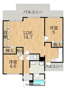 ライフヒルズ富雄【6階】の間取り