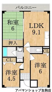 ジュネス東生駒【106号室】の間取り