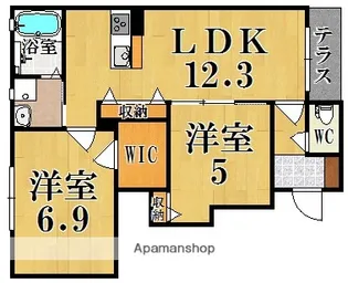 レガリア加茂【1階】の間取り