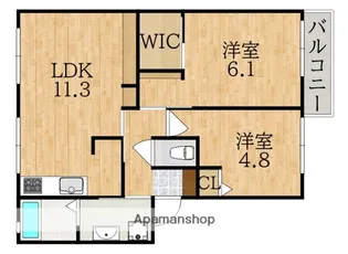 デサロージュ学園前B【2階】の間取り