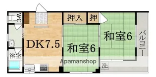 メゾンドフルール生駒壱番館【2階】の間取り