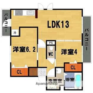 ディーグラフォートII【1階】の間取り