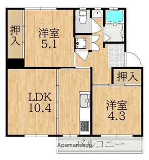 中登美団地B8号棟【3階】の間取り