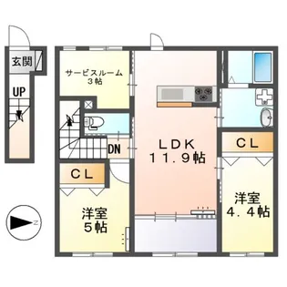 橿原市十市町アパート新築工事【2階】の間取り