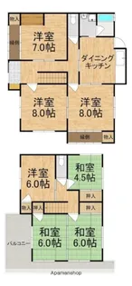 奈良県奈良市敷島町1丁目【一戸建】の間取り