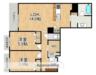 グランシャーメゾン新大宮【2階】の間取り