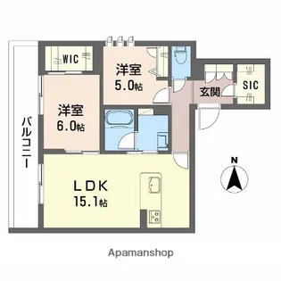 ジェイエイチエスプレミア西大寺【2階】の間取り