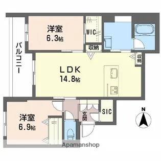 シャーメゾン西大寺南【2階】の間取り