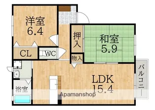 グランディール青垣B【1階】の間取り