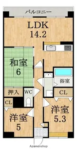 ソシア田原本【5階】の間取り