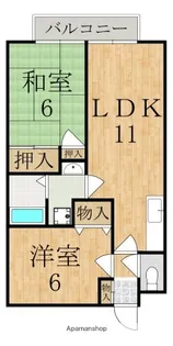 シェーヌ東生駒【1階】の間取り
