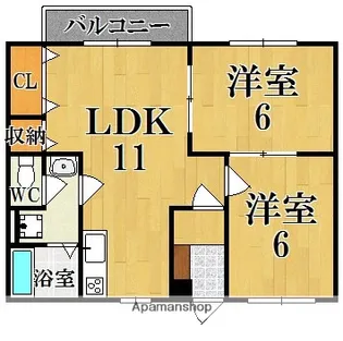 奈良県生駒市小瀬町【アパート】の間取り