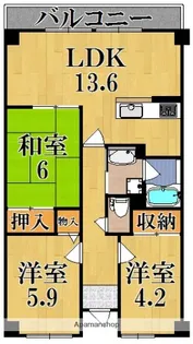 レフィナード・ラ・シャレー生駒【3階】の間取り