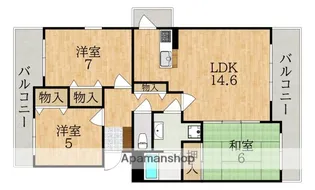 HILL CRESTあやめ池【3階】の間取り