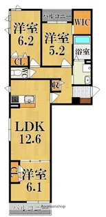 SHAMAISON 観音寺 A(シャーメゾン カンノンジ)【2階】の間取り