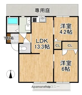 クレールコートB【1階】の間取り