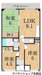 ジュネス東生駒【205号室】の間取り