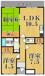 ジュネス東生駒【104号室】の間取り