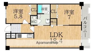 グランドパレス学園前【4階】の間取り