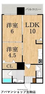 OMマンション東生駒【7階】の間取り