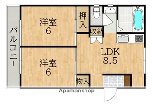 あやめ池ハイツA棟【1階】の間取り