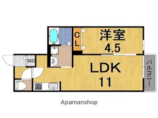 ミューズ秋篠【1階】の間取り