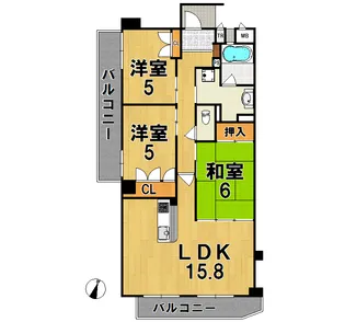 エクステージ東生駒【4階】の間取り