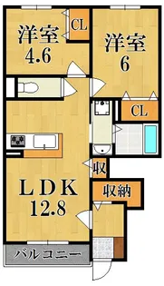 ハピネスコート【101号室】の間取り