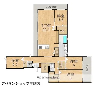 モンパルク生駒元町【4階】の間取り